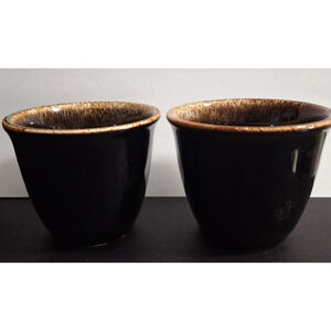 Vintage Pfaltzgraff Gourmet Brown Drip Condiment Servers Set of 2